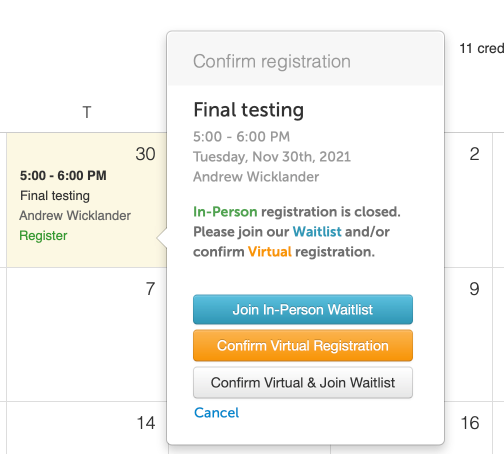 When your registrations are full, students can join a wait-list so they can be notified when a spot opens up.
